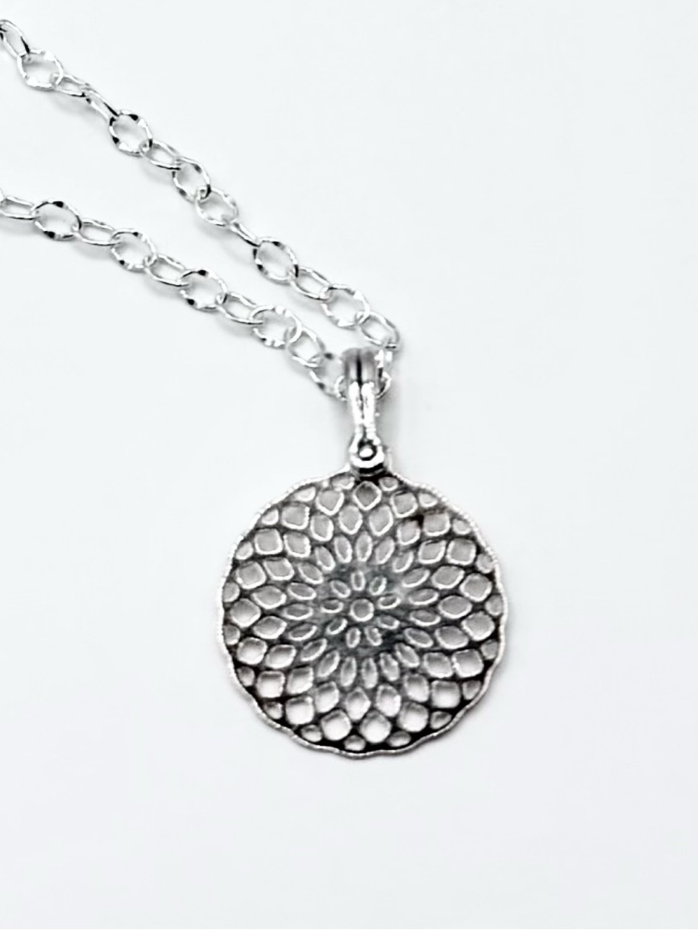 Reflection .925 Sterling Silver Medallion Pendant Mood Boosting 18” Necklace